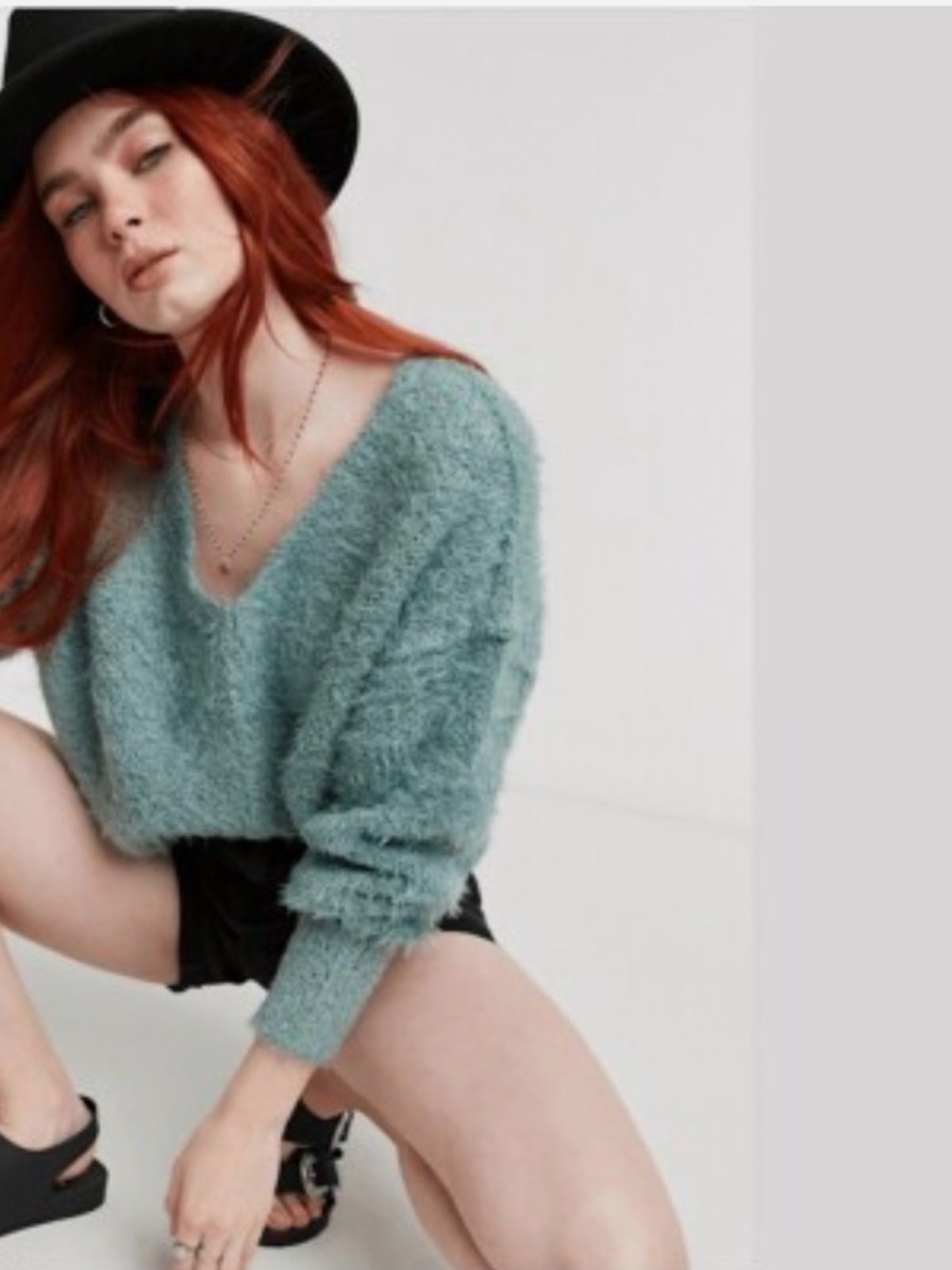 Free People Icing Plush V-Neck Sweater in Spring Dust - Picture 9 of 11